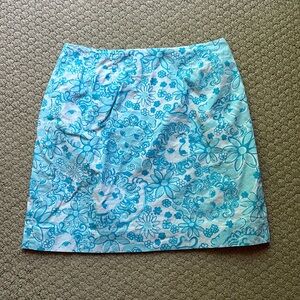 Lilly Pulitzer vintage white blue golden lion skirt women’s size 8